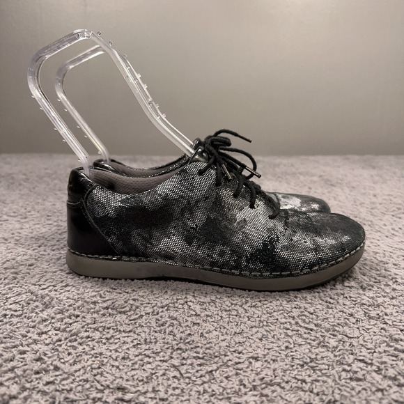 Alegria Essence Sneakers Womens 39 Black Leather Floral Shoes Comfort Walking - Picture 2 of 12